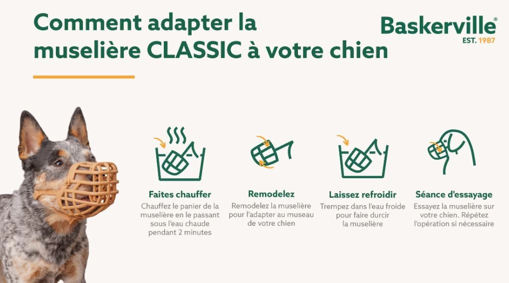 Muselière pour chien Baskerville, panier plastique