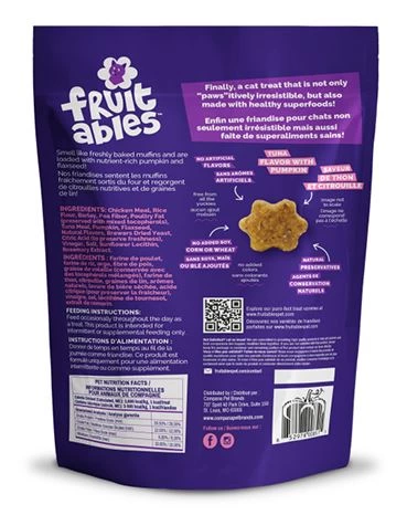 Gâteries pour chats au thon et citrouille, Fruitables (70g)