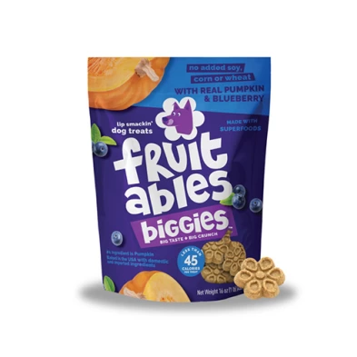 Gâterie pour chien Fruitables, Biggies à la citrouille et aux bleuets - 454g (16 oz)