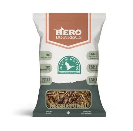 Gâterie pour chien ailes de canard, HeroDogTreats 114g