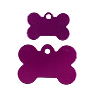 Médaille pour chien, forme d'os couleur rose