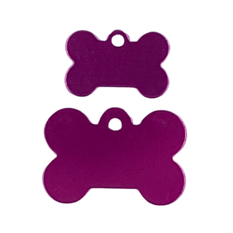 Médaille pour chien, forme d'os couleur rose