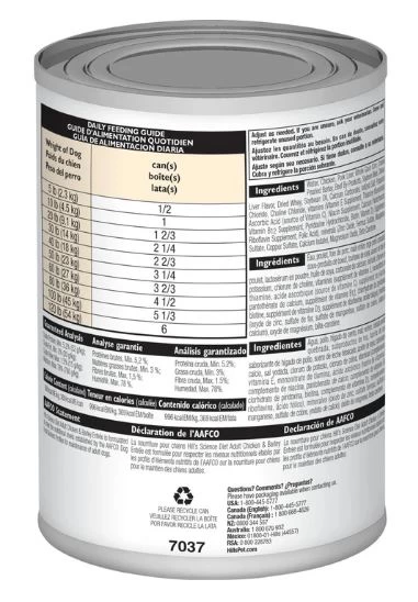 Hill's Sciente Diet conserve pour chiens, entrée de poulet et d'orge 13 oz (370 g)