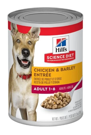 Hill's Sciente Diet conserve pour chiens, entrée de poulet et d'orge 13 oz (370 g)