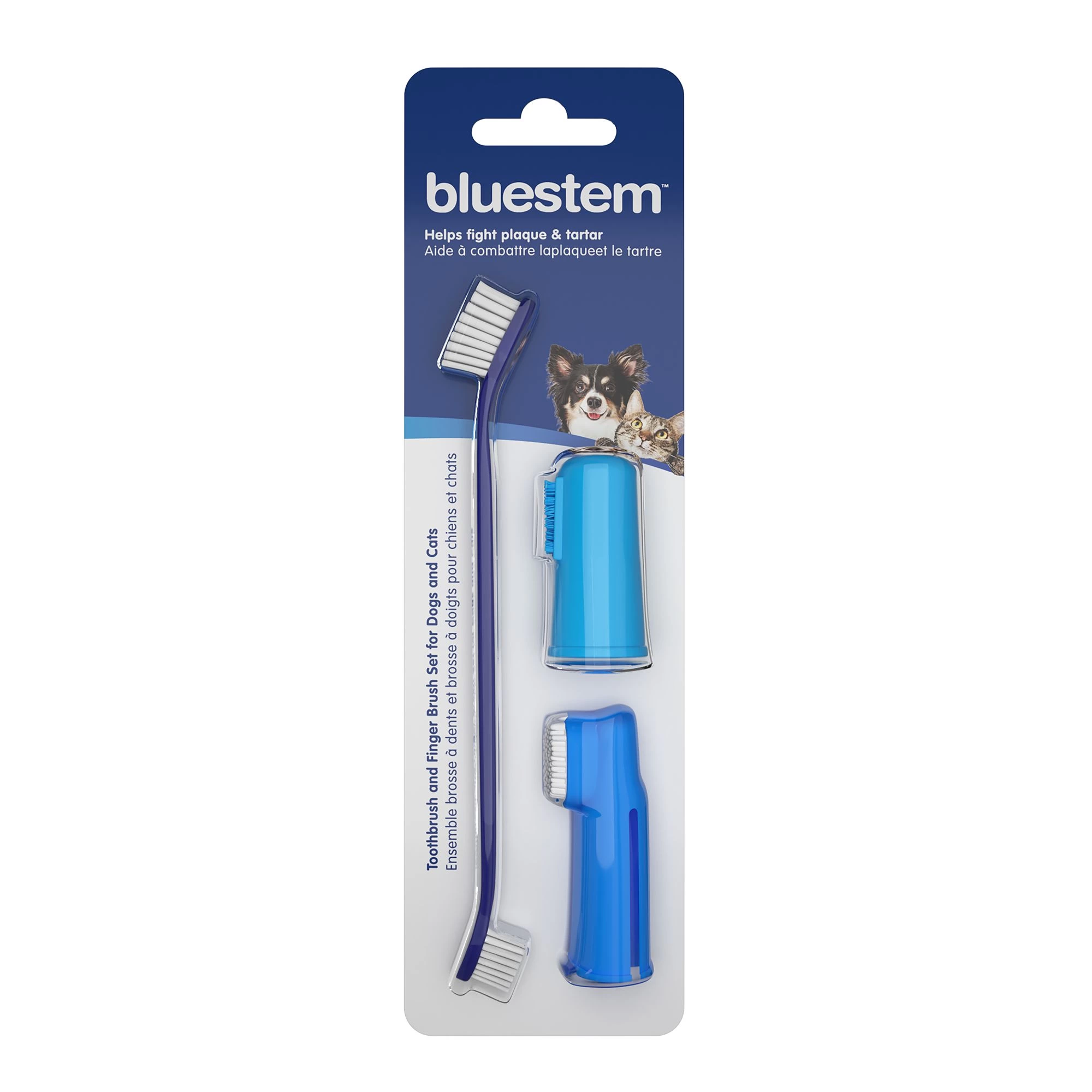 Ensemble brosse à dents et à doigts pour animaux, Bluestem
