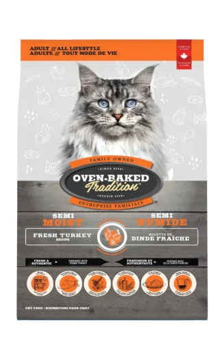 Nourriture pour chat adulte semi humide à la dinde, Oven-Baked