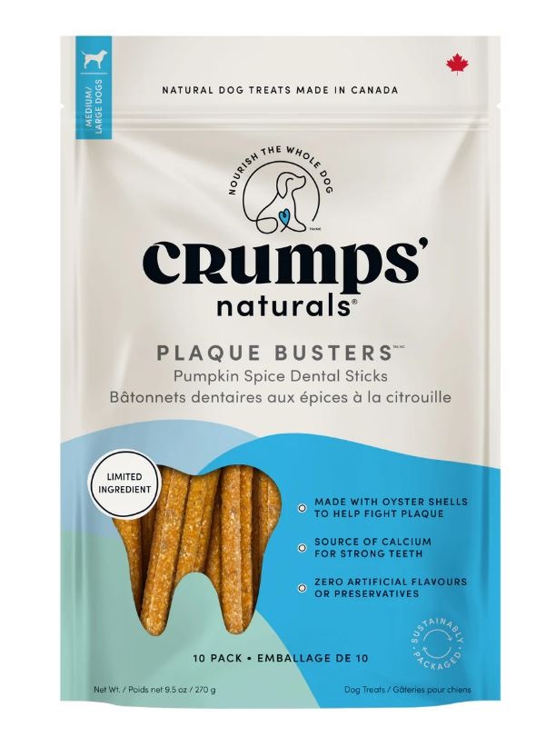 Gâterie dentaire pour chien, Crumps naturals, épices à la citrouille