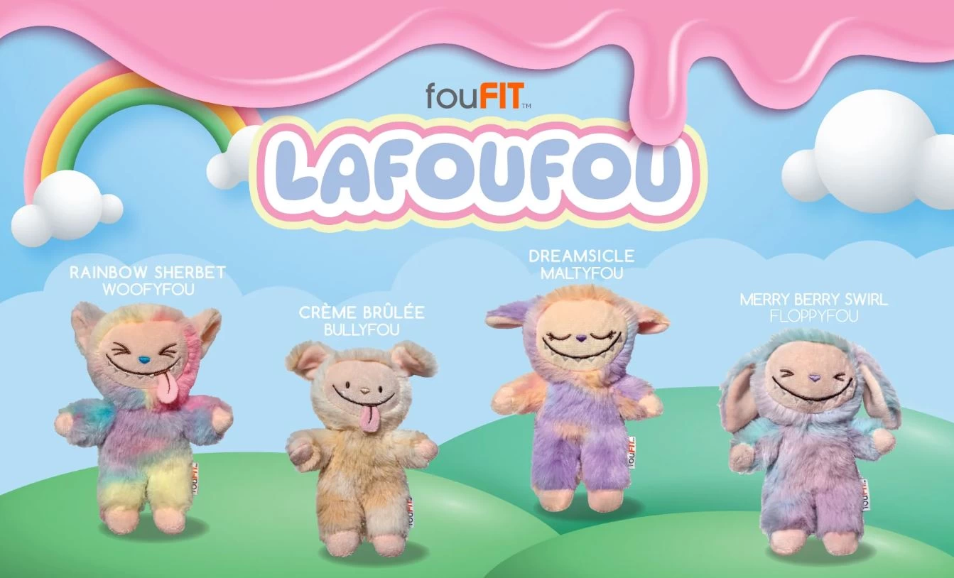 LAFOUFOU collectible plush dog toy, WOOFYFOU Rainbow Sherbet , fouFit