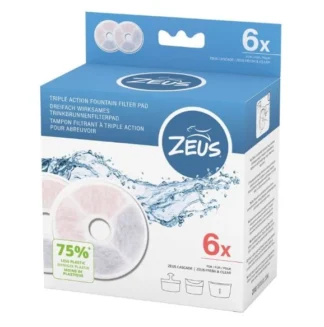 Filtres de remplacement triple action pour abreuvoir Zeus Cascade, Paquet de 6