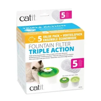 Filtres de remplacement triple action pour fontaine Catit 2.0 original 3L, paquet de 5