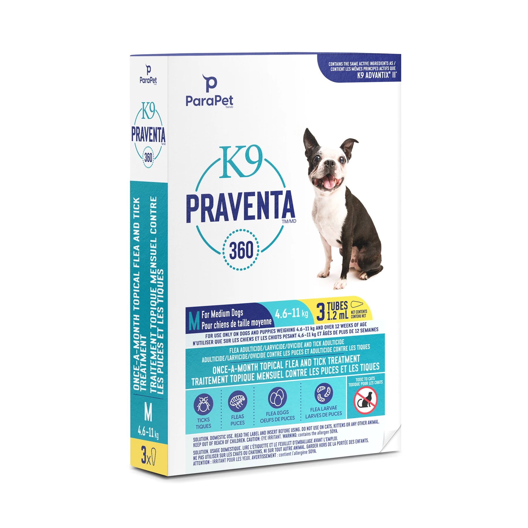 Traitement anti-puces et tiques pour chien, Praventa