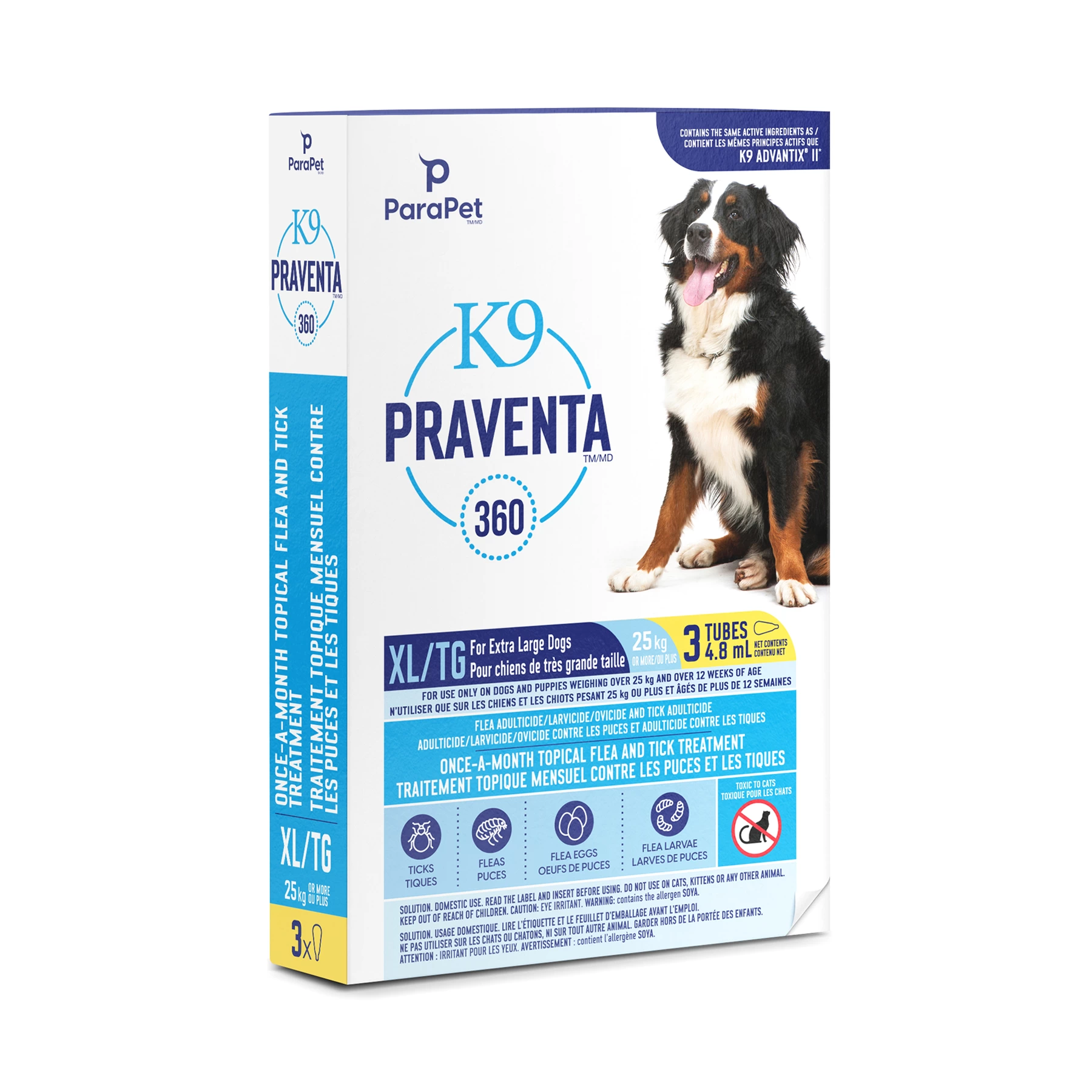 Traitement anti-puces et tiques pour chien, Praventa