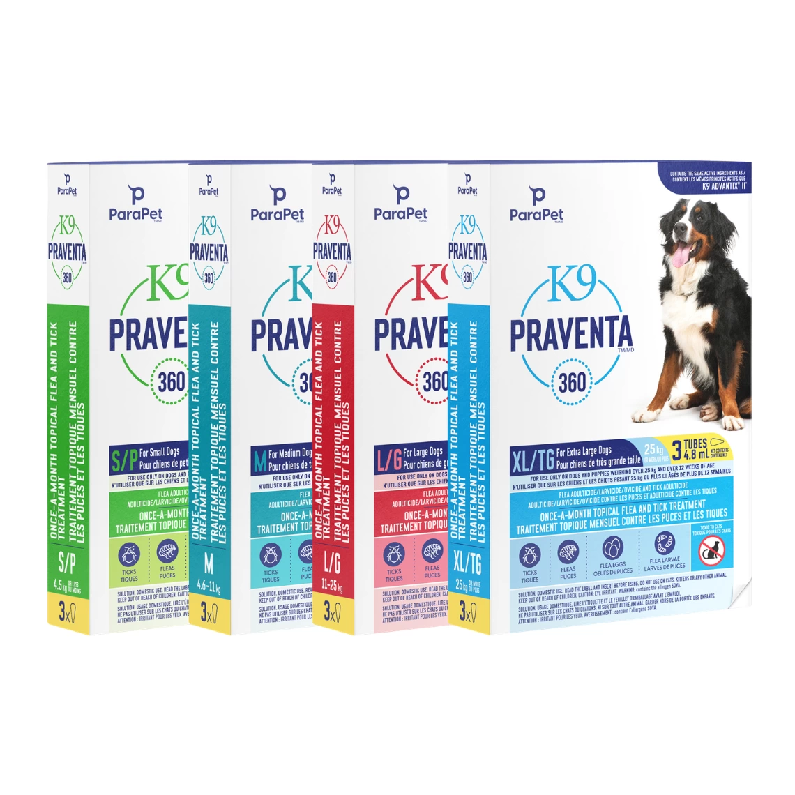 Traitement anti-puces et tiques pour chien, Praventa