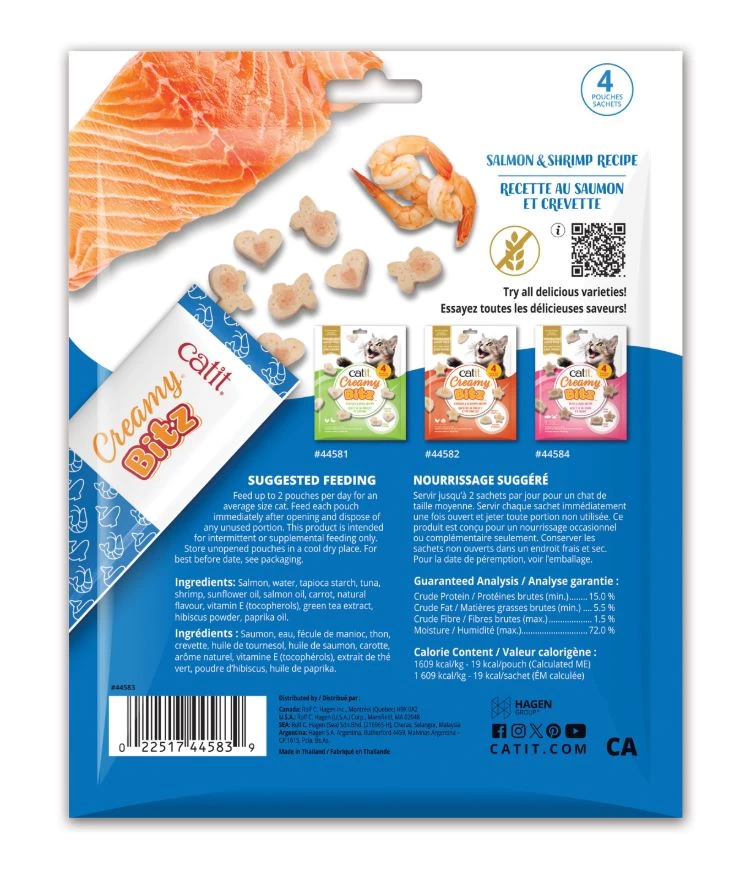 Gâteries pour chat Catit Creamy Bitz, Saumon et crevette