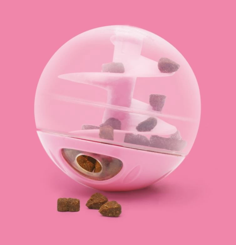 Balle distributrice de gâterie pour chat rose, Catit